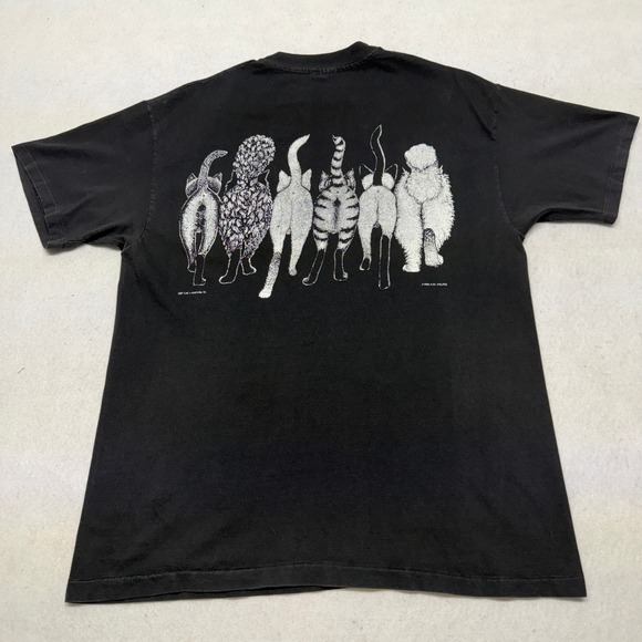 Vintage 1986 Hep Cat Front and Back Graphic T-Shirt Single Stitch Black Large - Picture 4 of 12